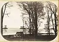 The construction of the Forth Bridge as seen from Port Edgar, 1887