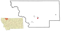 Location of South Browning, Montana