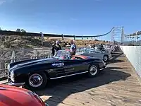 Gullwing group convention 2021 with 300 SL cars near bridge