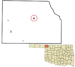 Location in Harper County and the state of Oklahoma.