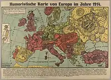 Image 5A cartoon map of Europe in 1914, at the beginning of World War I. (from Political cartoon)