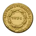Oak wreath on an aureus of Nero as son of the deified Claudius