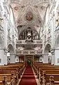 Parish church Kirchhaslach, nave and view of the organ pipe