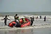 Inflatable motor boat riding