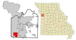 Location of Grandview, Missouri