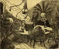 King Pest (1895) etching, 10 x 12 cm., Royal Library of Belgium, Brussels