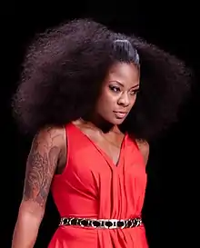 Black at The Heart Truth celebrity fashion show in February 2012