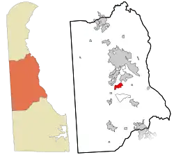 Location in Kent County and the state of Delaware.