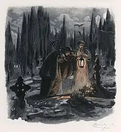 Serapion breaks Clarimonde's coffin.