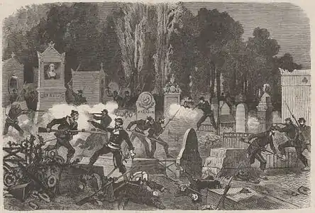 Fighting in Pere-Lachaise (Le Monde Illustrated)