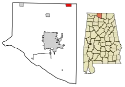 Location of Ardmore in Limestone County, Alabama.