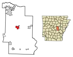 Location of Lonoke in Lonoke County, Arkansas.