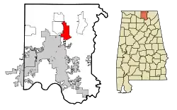 Location in Madison County and the state of Alabama