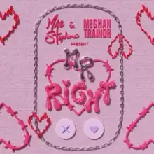 The pink-coloured single cover for the song Mr Right by Mae Stephens and Meghan Trainor