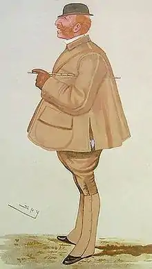 Cartoon of a ginger-haired paunchy gentleman in tweeds