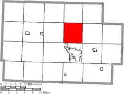Location of Keene Township in Coshocton County