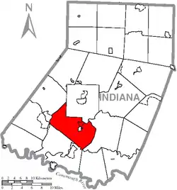 Map of Indiana County, Pennsylvania, highlighting Center Township