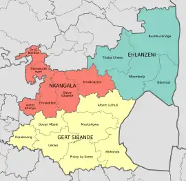 Map of the municipalities in Mpumalanga