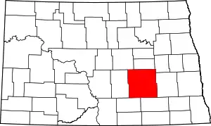 Map of North Dakota highlighting Stutsman County