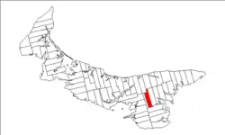 Map of Prince Edward Island highlighting Lot 51