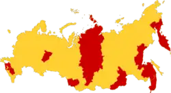 Krasnoyarsk Krai is the red vertical strip of land in the center of Russia