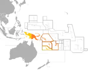 Image 2Outline of sovereign (dark orange) and dependent islands (bright orange) (from Melanesia)