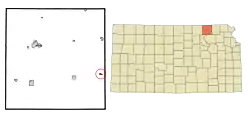Location within Marshall County and Kansas