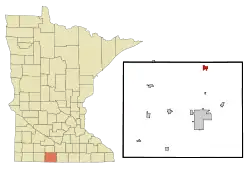 Location in Martin County and the state of Minnesota