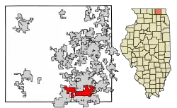Location of Lake in the Hills in McHenry County, Illinois.