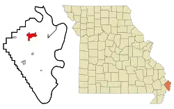 Location of Charleston, Missouri