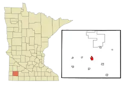Location of Slaytonwithin Murray County and state of Minnesota