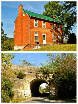National Register of Historic Places at New Ellett, Virginia
Top: George Earhart House
Bottom: Virginian Railway Underpass