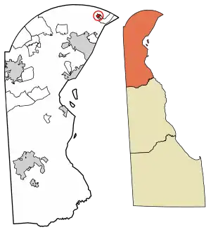 Location of Arden in New Castle County, Delaware.