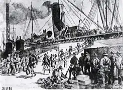 Newly arrived soldiers debarking at Brest