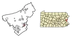Location of West Easton in Northampton County, Pennsylvania (left) and of Northampton County in Pennsylvania (right)