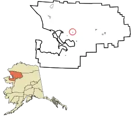 Location in Northwest Arctic Borough and the state of Alaska.