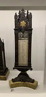 Office object with weekly, thermometer and calendar, unknown French maker, c.1835-1850, patinated and gilt bronze, paper background, glass, mercury, and marble pedestal, Museum of Decorative Arts, Paris