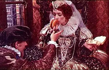 Enn Reitel and Rosalind Lloyd in September 1984 on the London shoot of The Optimist, series two (episode 5, The Fool of the House of Esher)