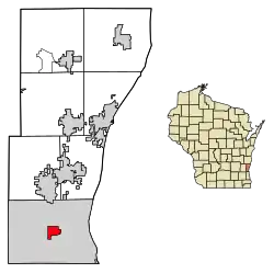 Location of Thiensville in Ozaukee County, Wisconsin.