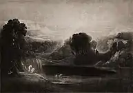 Paradise, Adam and Eve, the Morning Hymn, from Paradise Lost (1824–1827). Mezzotint, plate 14.3 × 20.5&nbsp;cm. Museum of Fine Arts, Houston