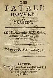 Title page of The Fatall Dowry (1632)