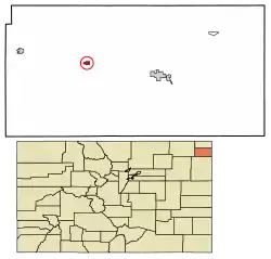 Location of Paoli in Phillips County, Colorado.