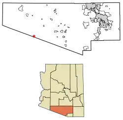 Location of Ali Chuk in Pima County, Arizona.