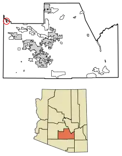 Location of Santa Cruz in Pinal County, Arizona.