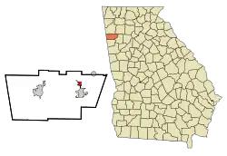 Location in Polk County and the state of Georgia