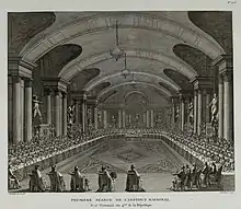 Inaugural session of the Institut de France in 1795, engraving by Abraham Girardet