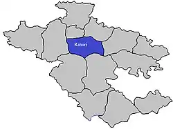 Location of Rahuri in Ahmednagar district in Maharashtra