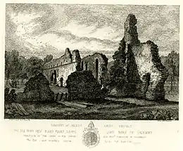 The ruins of Sibton Abbey, 1827, only Cistercian Abbey in East Anglia. Owned by Levett-Scrivener family