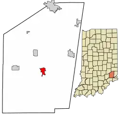 Location of Versailles in Ripley County, Indiana.