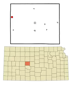 Location within Rush County and Kansas